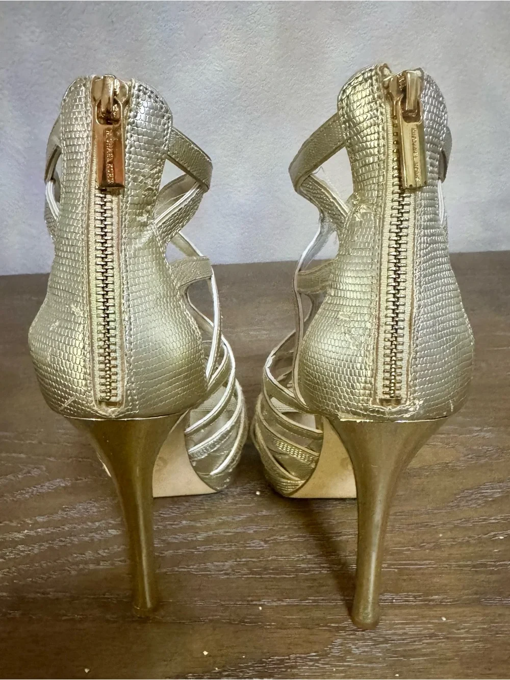 Michael Kors Strappy Metallic Gold High Heel Sandals for Women